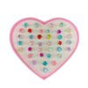 flower stone rings in heart box 36 metal dress-up rings for girls