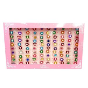 princess diamond rings for kids in assorted colours with plastic gems