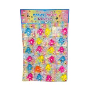 Neon Sticky Octopus On Card 24Pc